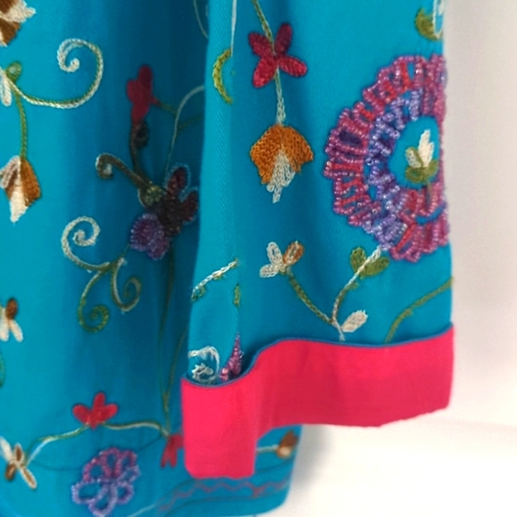 Quacker Factory Jacket Sz M Embellished Butterflies Flowers-321 - Picture 3 of 9